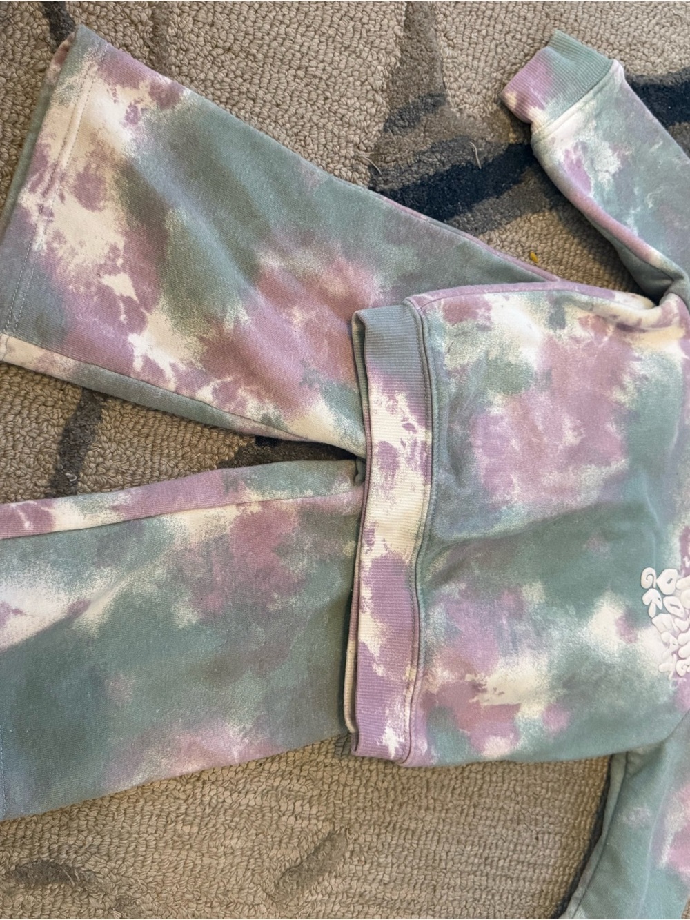 Kids Tie-Dye Lounge Bottoms - Purple & Green